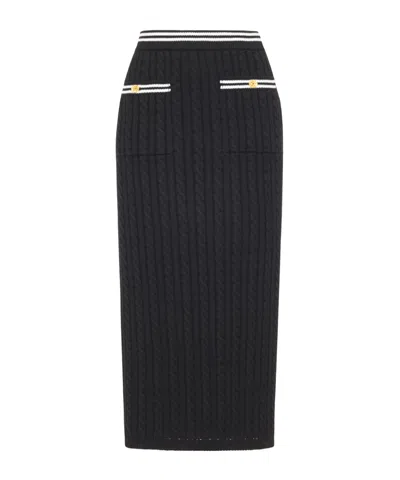 Alessandra Rich Cotton Midi Skirt In Black