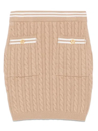 Alessandra Rich Cotton Mini Skirt In Brown