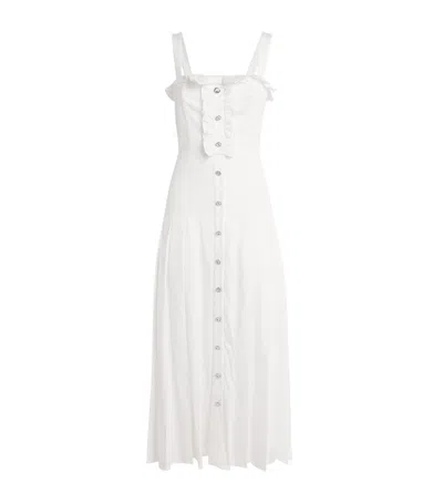Alessandra Rich Cotton Poplin Pleated Midi Dress