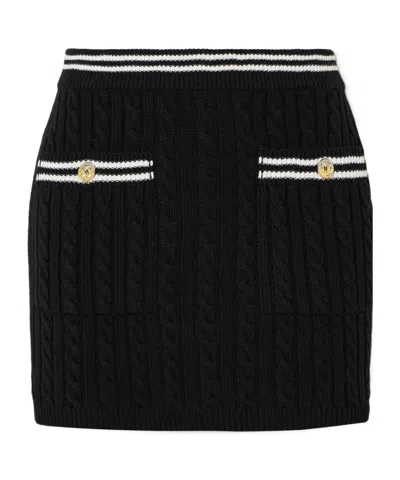 Alessandra Rich Cotton-knit Striped Mini Skirt In Black