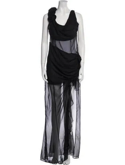 Pre-owned Alessandra Rich Cowl Neck Long Dress In Black