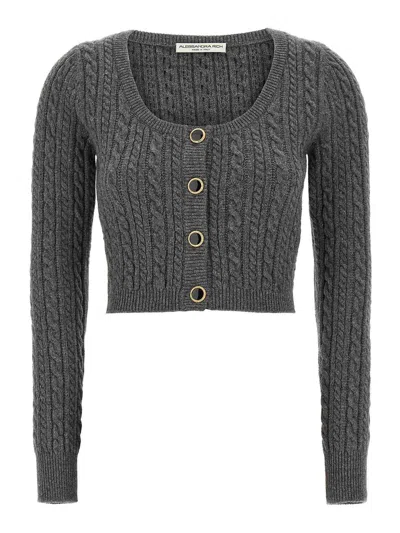 Alessandra Rich Cropped Wool Cardigan