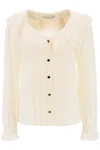 ALESSANDRA RICH CREPE DE CHINE BLOUSE WITH FRILLS