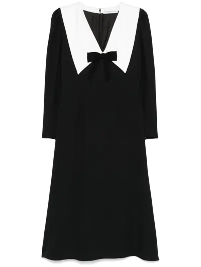 Alessandra Rich Crepe Midi Dress In Black