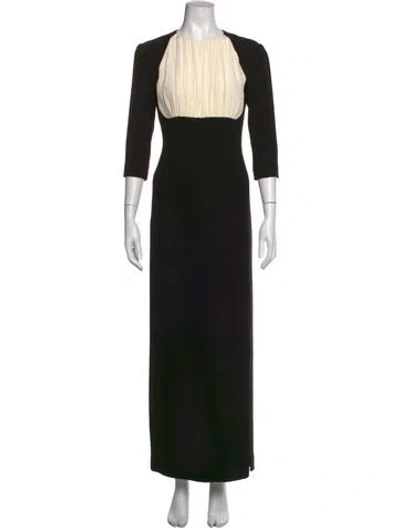 Pre-owned Alessandra Rich Crew Neck Long Dress In Black