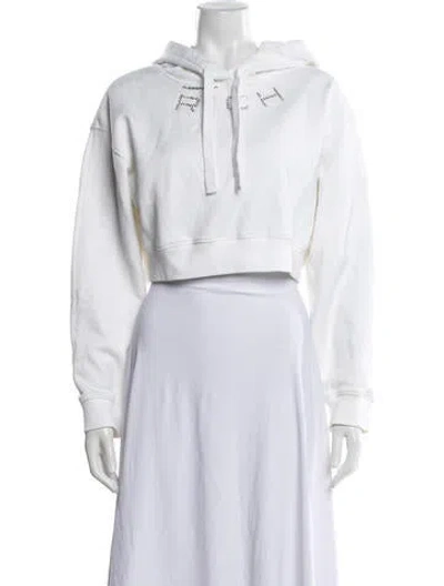 Pre-owned Alessandra Rich Crew Neck Long Sleeve Hoodie In White