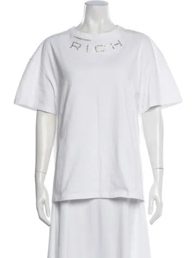 Pre-owned Alessandra Rich Crew Neck Short Sleeve T-shirt In White