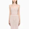 Alessandra Rich Criss Cross Halterneck Top In Pink
