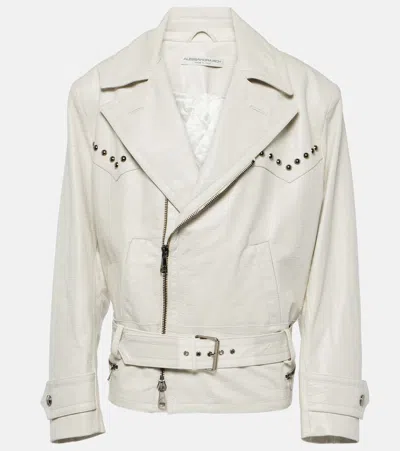 Alessandra Rich Croc-effect Leather Jacket In White