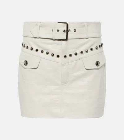 Alessandra Rich Croc-effect Leather Miniskirt In White