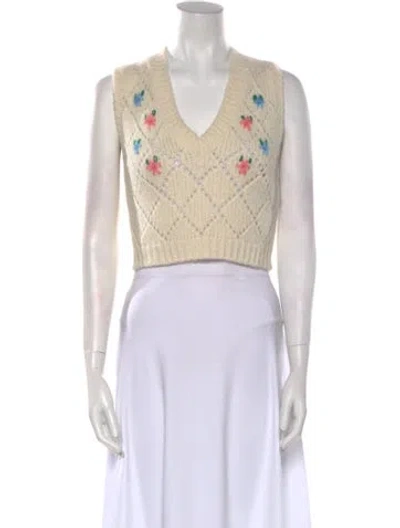 Pre-owned Alessandra Rich Crochet Printed Sweater In Neutral
