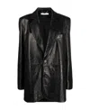 Alessandra Rich Crocodile-effect Single-breasted Blazer In Black