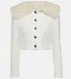 Alessandra Rich Cropped Checked Tweed Jacket In White