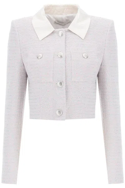 ALESSANDRA RICH CROPPED JACKET IN TWEED BOUCLE'