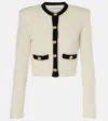 Alessandra Rich Alpaca Blend Knit Cropped Cardigan In White
