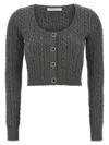 Alessandra Rich Cropped Wool Cardigan In Gray