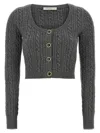 Alessandra Rich Wool Knitted Cardigan In Gray