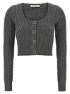 Alessandra Rich Wool Knitted Cardigan In Gray