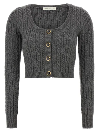 ALESSANDRA RICH CROPPED WOOL CARDIGAN