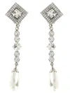 Alessandra Rich Mini Embellished Metal Earrings 10.5 Cm X 2.5 Cm In Silver