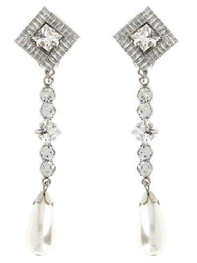 ALESSANDRA RICH ALESSANDRA RICH CRYSTAL AND PEARL DROP EARRINGS