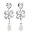 ALESSANDRA RICH CRYSTAL BOW EARRINGS CRYSTAL BOW EARRINGS WITH PENDANT PEARL
