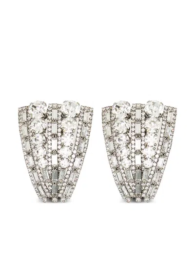 ALESSANDRA RICH CRYSTAL BRASS CLIP-ON EARRINGS
