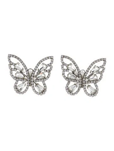 Pre-owned Alessandra Rich Crystal Butterfly Clip-on Earrings In Multi