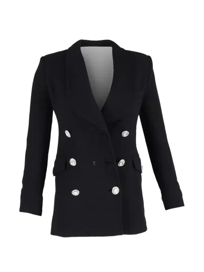 Pre-owned Alessandra Rich Crystal-button Double-breasted Blazer In Black