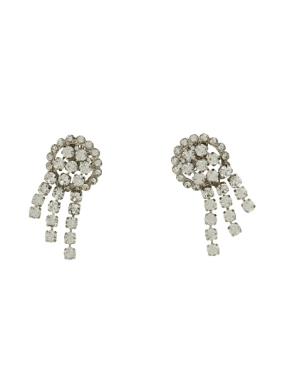 Alessandra Rich Crystal Cascade Earrings In Silver