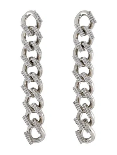 Pre-owned Alessandra Rich Crystal Chain Drop Clip-on Earrings In Multi