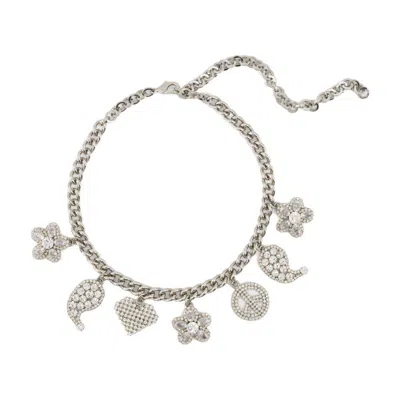 Alessandra Rich Crystal Charms Necklace In Silver