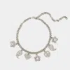 Alessandra Rich Chain Necklace W/ Crystal Charms In Silver