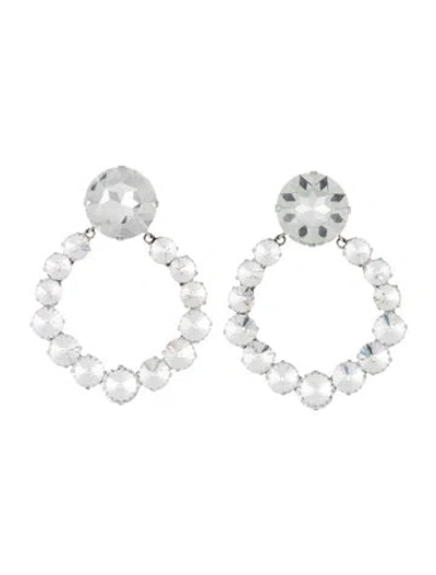 Pre-owned Alessandra Rich Crystal Circle Hoop Clip-on Earrings In Multi