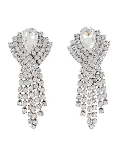 Pre-owned Alessandra Rich Crystal Clip On Drop Earrings In Multi