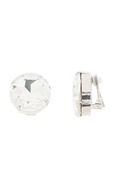Alessandra Rich Crystal Clip-on Earrings In Italian Style In Silver