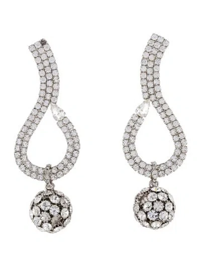 Pre-owned Alessandra Rich Crystal Clip-on Chandelier Earrings In Transparent