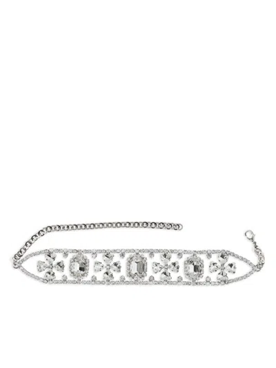 Alessandra Rich Crystal-cross Choker In Silver