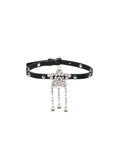 Alessandra Rich Crystal Decorated With Star Necklace In Black