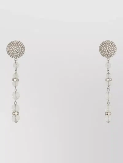 Alessandra Rich Crystal Detail Dangling Round Stud Earrings In Metallic