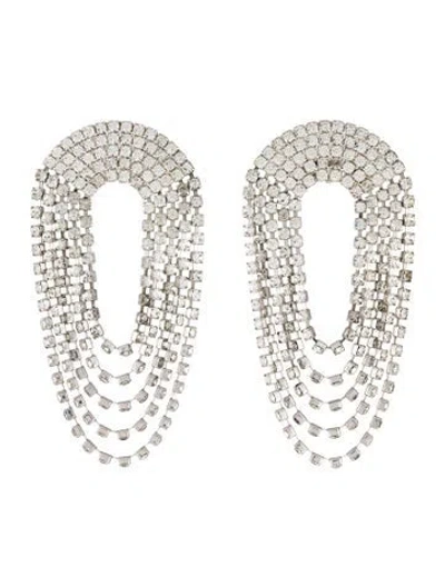 Pre-owned Alessandra Rich Crystal Draped Circle Drop Clip-on Earrings In Multi