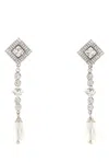 Alessandra Rich Mini Embellished Metal Earrings 10.5 Cm X 2.5 Cm In Silver
