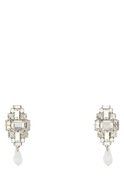 Alessandra Rich Crystal Earrings With Clear Drop In Pink