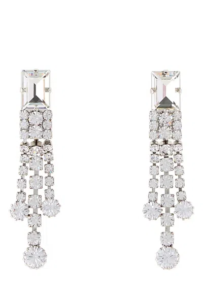Alessandra Rich Crystal Earrings With Fringes In Silver