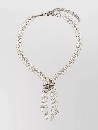 ALESSANDRA RICH CRYSTAL EMBELLISHED BOW DETAIL NECKLACE