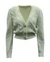 Alessandra Rich Crystal Embellished Cardigan In White Wool In White