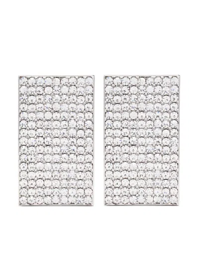 Alessandra Rich Crystal-embellished Clip-on Earrings In Silber