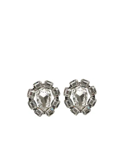 Alessandra Rich Crystal-embellished Clip-on Earrings In Silver