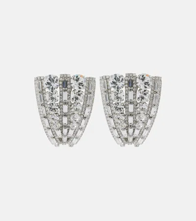 Alessandra Rich Crystal-embellished Clip-on Earrings In Silver