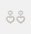 Alessandra Rich Heart-shaped Crystal Dangle Earrings In Silver